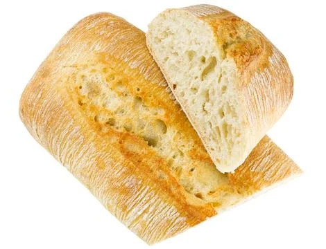 Ciabatta rustic bread isolated on a white background. Top view. Stock Photos