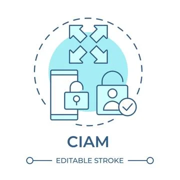 CIAM soft blue concept icon Stock Illustration