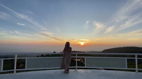 Cianjur, West Java, Indonesia. August 12 2023. a female visitor is enjoying the  Stock Footage 262419230