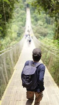 Cianjur, West Java. October 15 2020. visitors are queuing at the waterfall tour  Stock-Fotos