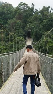 Cianjur, West Java. October 15 2020. visitors are queuing at the waterfall tour  Fotos Stock