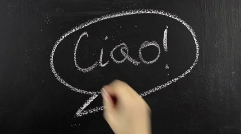 Ciao on blackboard chalkboard Stock Footage 42615657