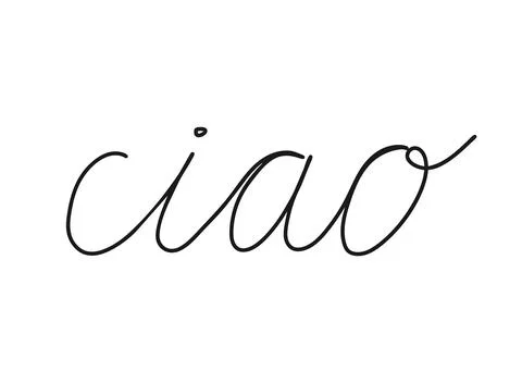 Ciao write calligraphy word, continuous line drawing. Greeting, hello on Italian Illustrazione stock
