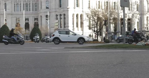 Cibeles Panning Traffic Stock Footage 145859196