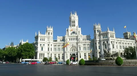Cibeles square in Madrid 60 Stock Footage 56140924