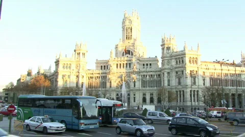 Cibeles square Madrid Spain 2 Stock Footage