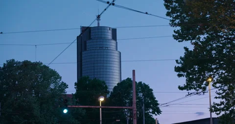 Cibona Tower at Sunset in Zagreb Video stock 336030261
