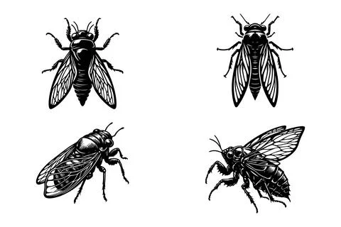 Cicada Vector collection of hand drawn insects illustrations Ilustración de archivo