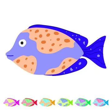 Cichlid exotic fish vector cartoon graphic Stock Illustration