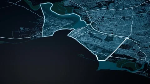 Cidade de Maputo Mozambique Digital Map Highlight 4K Video stock 337909635