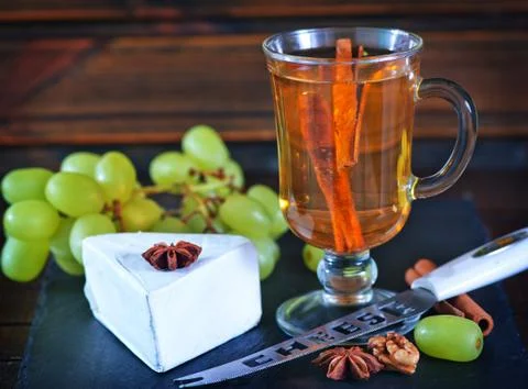Cider and cheese Stock Photos