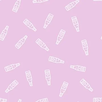 Cider apple fruit line seamless pattern Stock Illustration