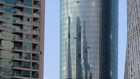 Ciel Dubai Marina skyscraper in sunny day Stock Footage 328013336