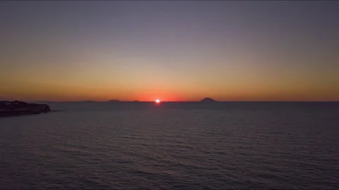 Ciematic drone hyperlapse of sunset over ocean Stock Footage 142716068