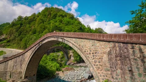 Cifte Kopru or Cifte Bridge in Arhavi district of Artvin in Turkey. Stock Footage 283977731