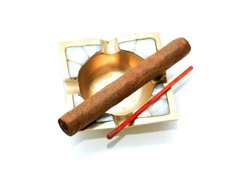 Cigar On Ashtray Stock Photos