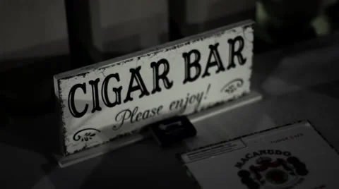 Cigar Bar Sign Stock Footage 61350129