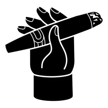 Cigar in hand icon, simple style Stock Illustration