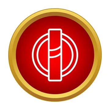 Cigar icon on red button with gold border Illustrazione stock