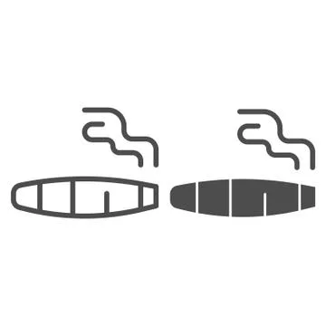 Cigar line and solid icon, Smoking concept, smoke sign on white background イラスト素材