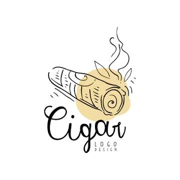 Cigar logo design, emblem can be used for smoke shop, gentlemens club and Stock Illustration