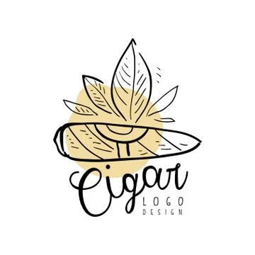 Cigar logo, design, emblem element for smoke shop, gentlemens club and tobacco Ilustración de archivo