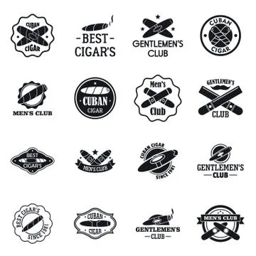 Cigar logo set, simple style Stock-Illustration