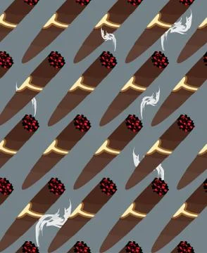 Cigar seamless pattern. Background of Cuban cigars and smoke. Stock Illustration