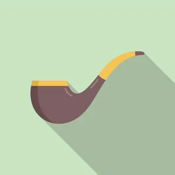 Cigar smoke pipe icon flat vector. Old smoker Illustrazione stock