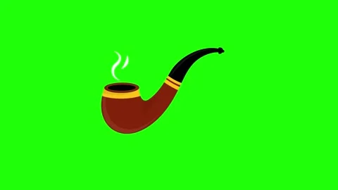 Cigar smoking pipe animated smoking pipe emitting smoke 4k green screen icon Stock Footage 328617185