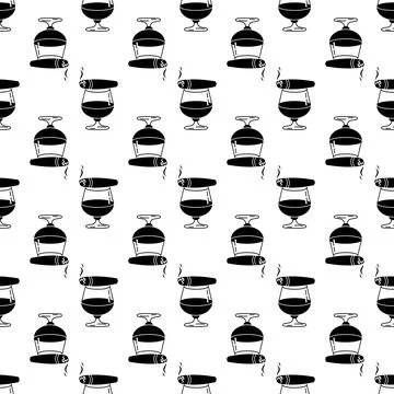 Cigar whiskey glass pattern seamless vector Stock Illustration