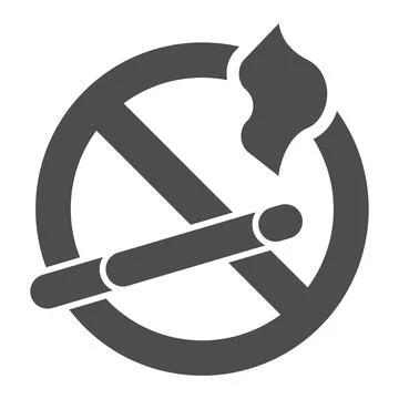 Cigarette and ban solid icon, Diet concept, no smoking sign on white background Stock Illustration