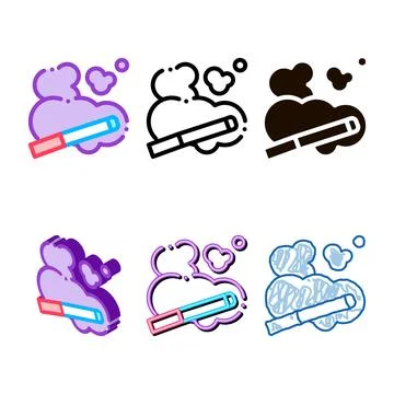 Cigarette and smoke steam vector thin line icon diversity Illustrazione stock