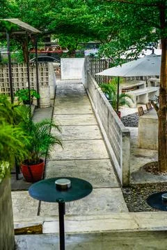 Cigarette ashtray on the cafe table Stock Photos