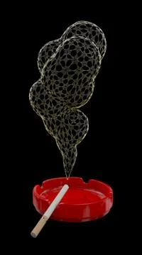 Cigarette on ashtray. Concept. 3D render. Illustrazione stock