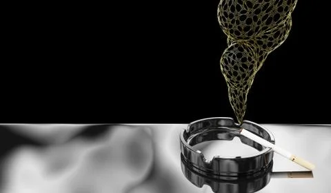 Cigarette on ashtray. Concept. 3D render. Stock Illustration
