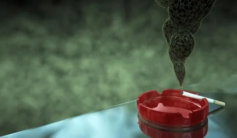 Cigarette on ashtray. Concept. 3D render. Illustrazione stock