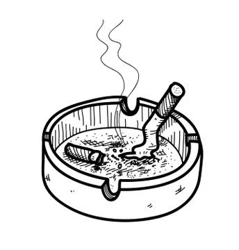 Cigarette Ashtray Doodle Stock Illustration