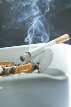 Cigarette in the ashtray Stock Photos