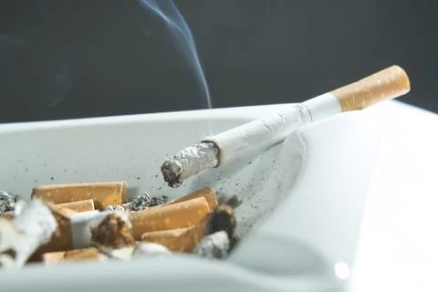 Cigarette in the ashtray Stock Photos
