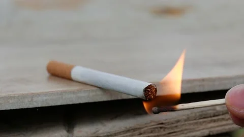 Cigarette Being Lit. Close Up Stock Footage 88597703