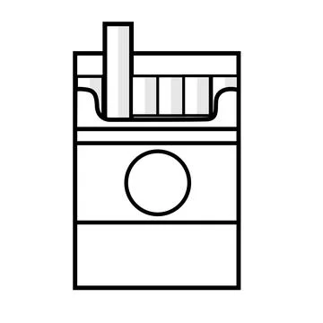 Cigarette box line icon on white background. flat style. cigarette sign. Stock Illustration