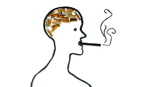 Cigarette brain concept Stock Photos
