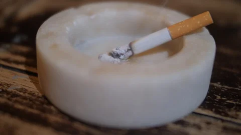 Cigarette Burning in Ashtray Video stock 100032441
