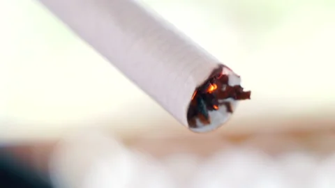 Cigarette burning closeup, 4K Macro Stock Footage 154762942