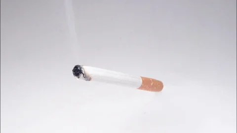 Cigarette burns up to half, Timlapse 25x speed, 15 sec, 4k Stock Footage 80721822