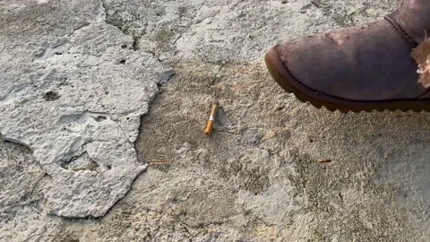 Cigarette butt crushed with shoe Stock Footage 231630922