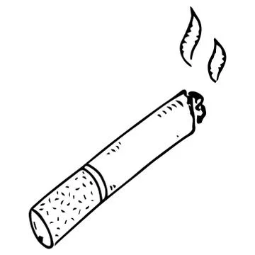 Cigarette butt with filter. Smoking cigarette. Cigarette smoke. Cigarette ash Stock Illustration