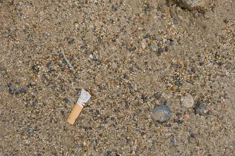 Cigarette Butt on the Ground Stock Photos
