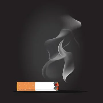 Cigarette butt with smoke concept Stock Illustration